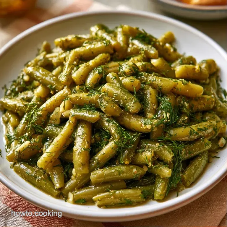 Crisp, glossy green beans piled in a white ceramic bowl on a rustic wooden board next to a pinch of sea salt.