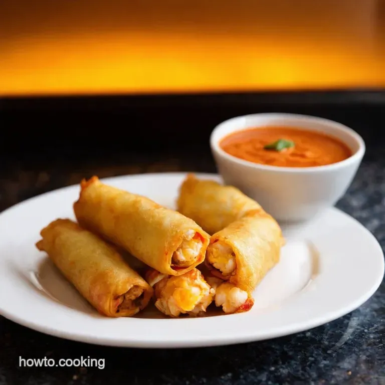 Crispy Seafood Egg Rolls with Sweet Chili Dip presentation