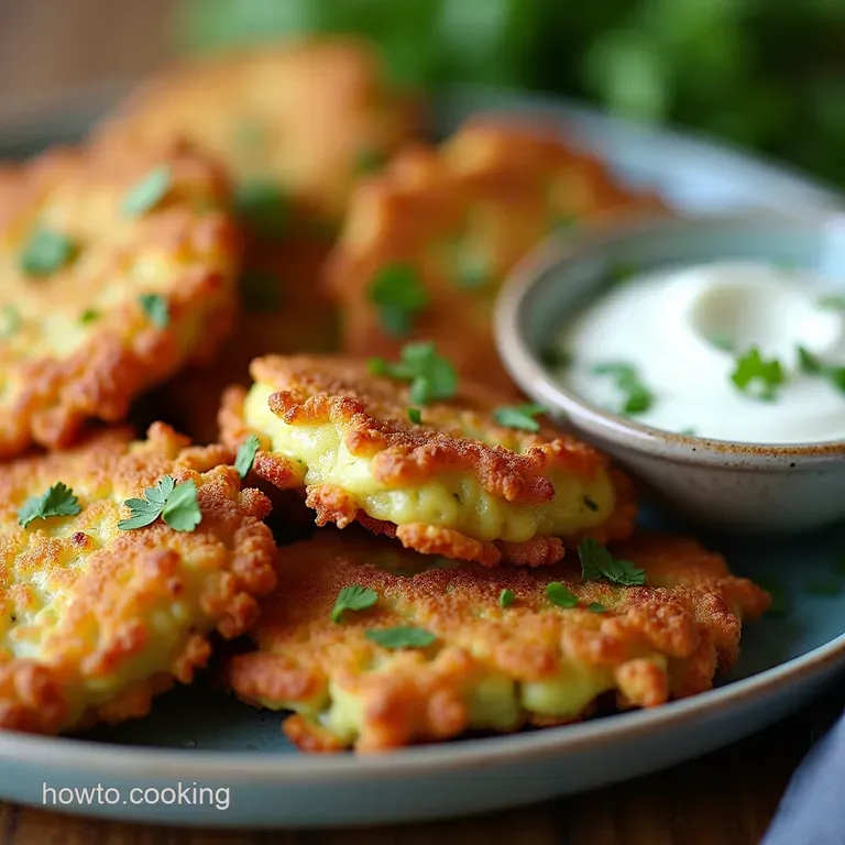 The Ultimate Crispy Zucchini Fritters with Tangy Lemon Herb Cr&egrave;me Fra&icirc;che