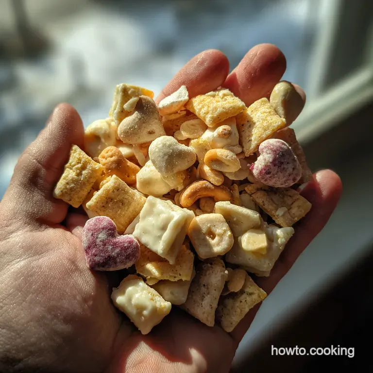 Cupids Crunch White Chocolate Valentine Snack Mix presentation