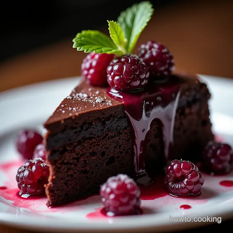The Midnight Rendezvous Deep Dark Chocolate Cake with Tart Blackberry Filling