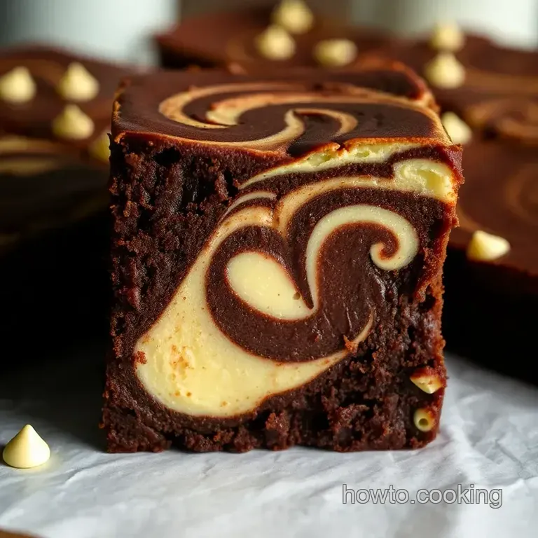 Decadent Chocolate and White Chocolate Swirl Brownies presentation