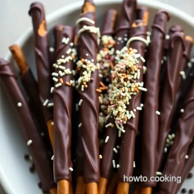 Decadent Chocolate-Covered Pretzel Rods presentation
