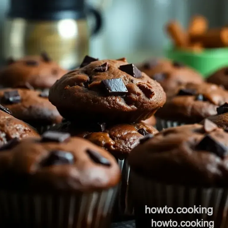 Double Chocolate Chunk Muffins presentation