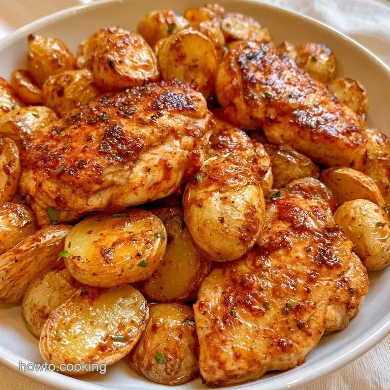 Crispy skin chicken thigh served with vibrant orange carrots on a white ceramic plate, drizzled with rich pan sauce.