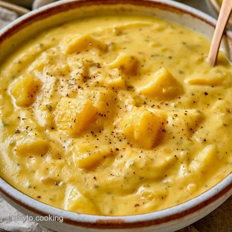 Elegant white bowl of smooth, creamy soup topped with a swirl of heavy cream and a sprig of fresh green parsley.