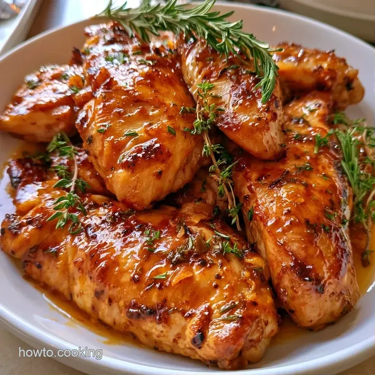 Sliced roasted chicken breast on a white plate with velvety mash, vibrant peas, and a glossy brown pan sauce.