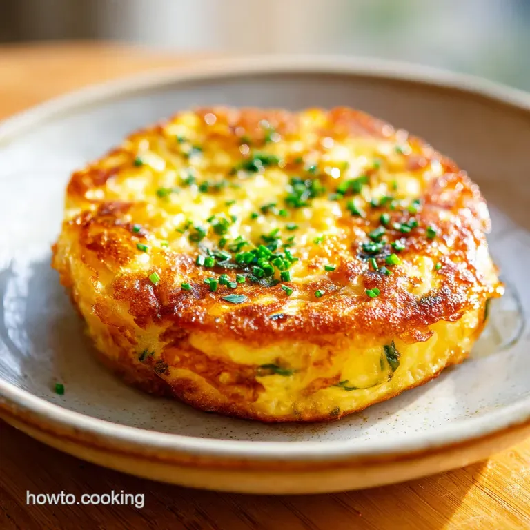 Plated Egg Foo Young: savory patties draped in luscious gravy, garnished with vibrant scallions against a simple white plate.