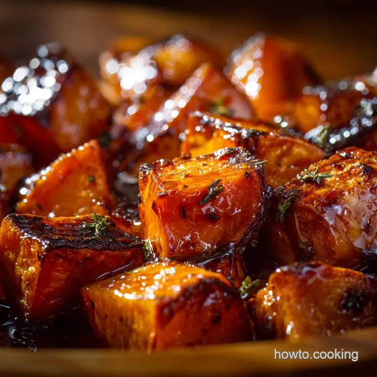 Maple Glazed Roasted Sweet Potatoes Crispy Edges and Velvety Centres presentation