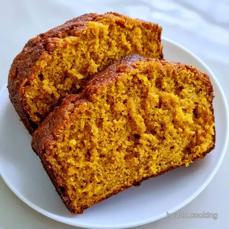 A thick slice of moist orange cake on a white ceramic plate, topped with melting butter and a dusting of cinnamon.