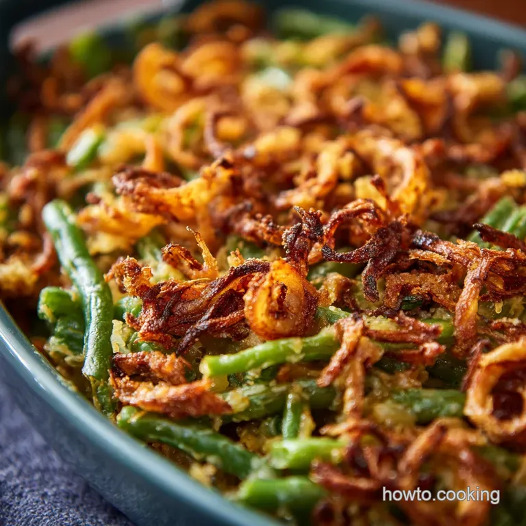 Green Bean Casserole: the Elevated Recipe with Homemade Crispy Shallots presentation