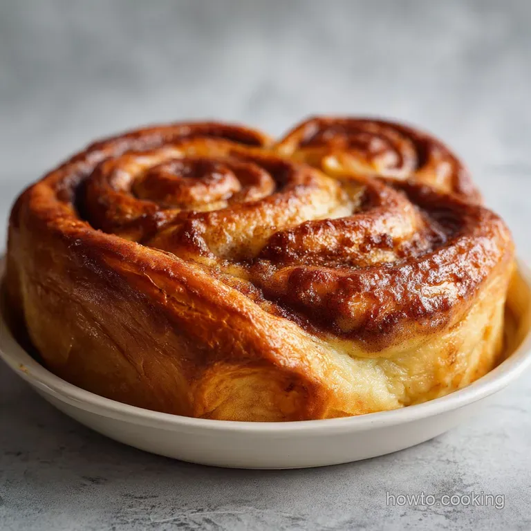 Two soft cinnamon rolls plated with extra glaze, cinnamon dusting, and a flaky texture, suggesting a sweet and comforting ...