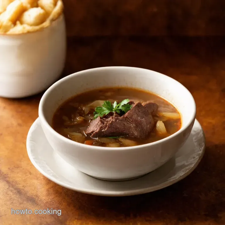 French Onion Short Rib Soup a Hearty Savoury Twist presentation