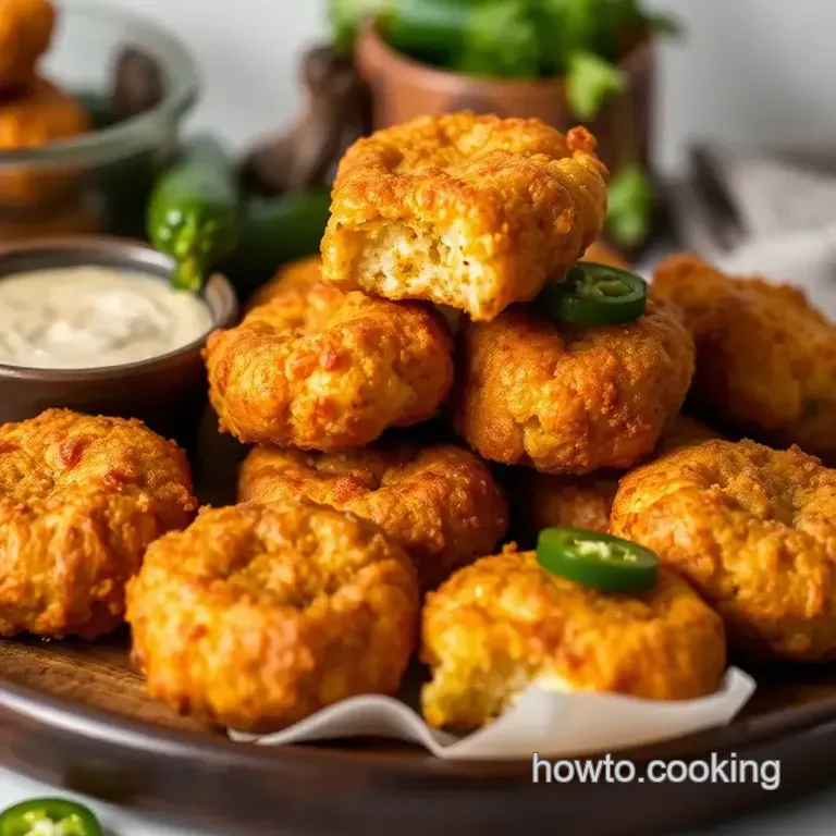 Fried Cornmeal Hush Puppies with Jalapeños presentation