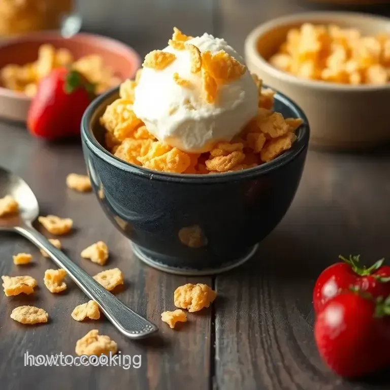 Fried Ice Cream with Crunchy Cornflakes presentation
