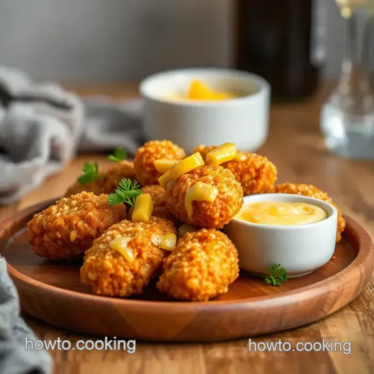 Crispy Fried Rattlesnake Bites with Zesty Cheese Dip presentation