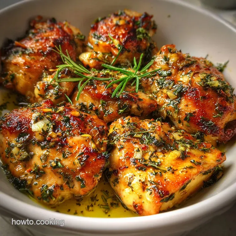 Seared chicken breast with crispy skin, drizzled pan sauce, vibrant herbs on a white plate. A restaurant-worthy presentation.