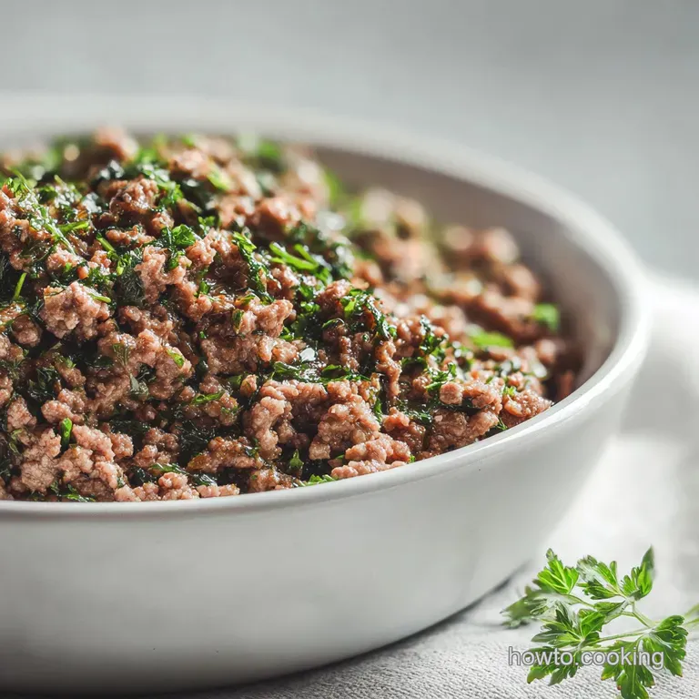 Ground Beef Recipe with Garlic and Herbs: Caramelized
