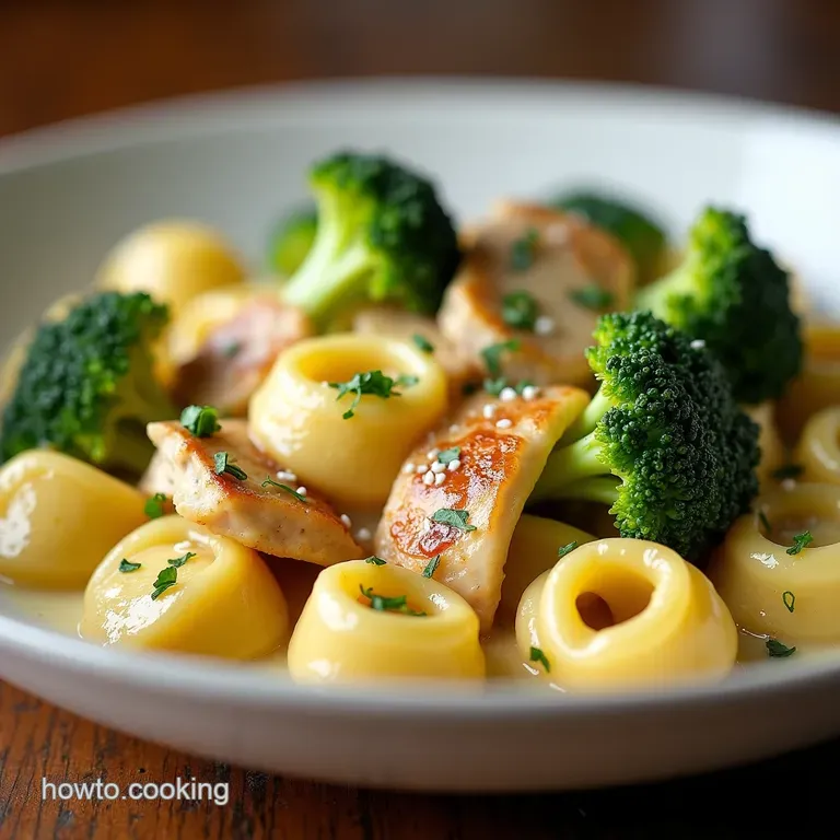 Easy Creamy Garlic Parmesan Tortellini with Chicken and Broccoli