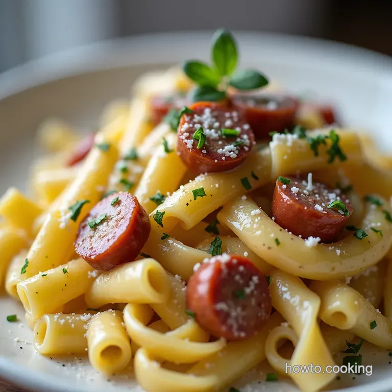 The Rhapsody in Rigatoni Creamy Garlic Sausage Alfredo