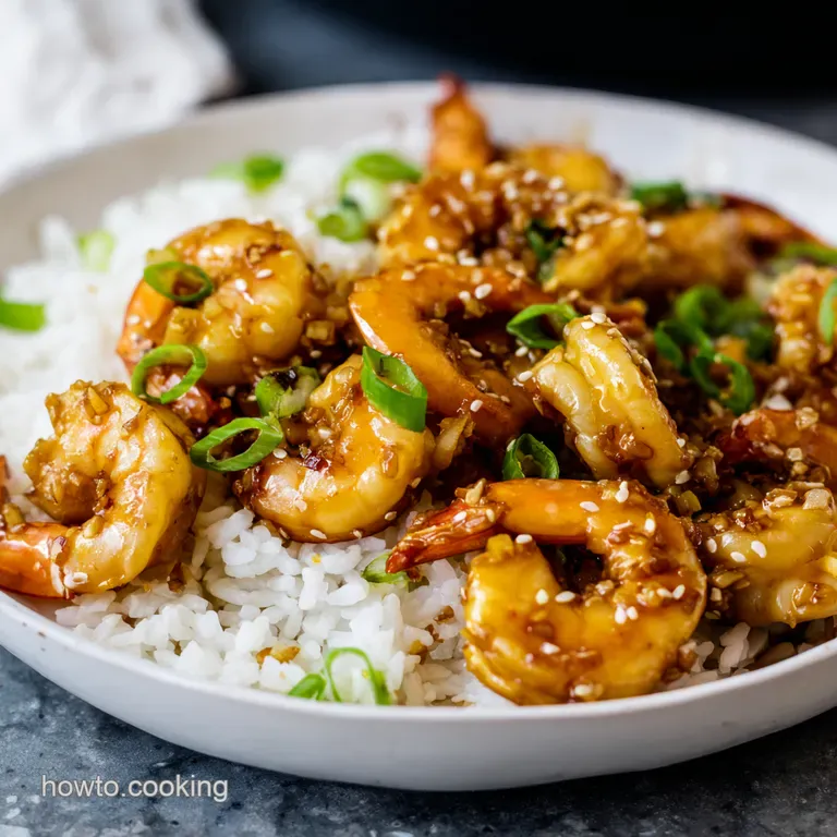 Golden Honey Garlic Shrimp presentation