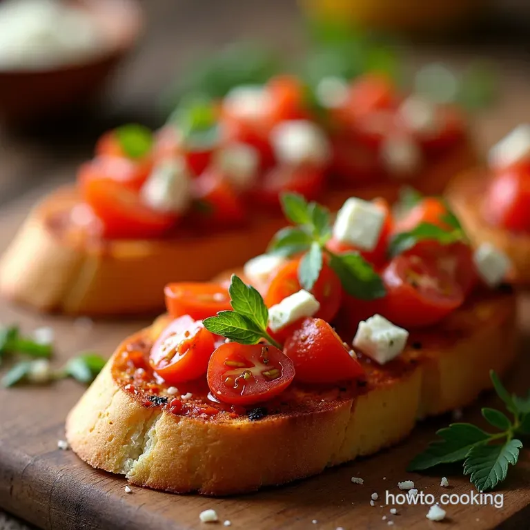 Greek Bruschetta a Mediterranean Sunshine Toast presentation