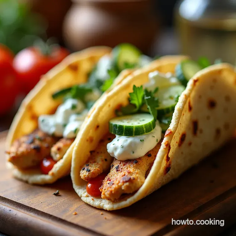 Greek Chicken Gyros with Creamy Cucumber Tzatziki presentation