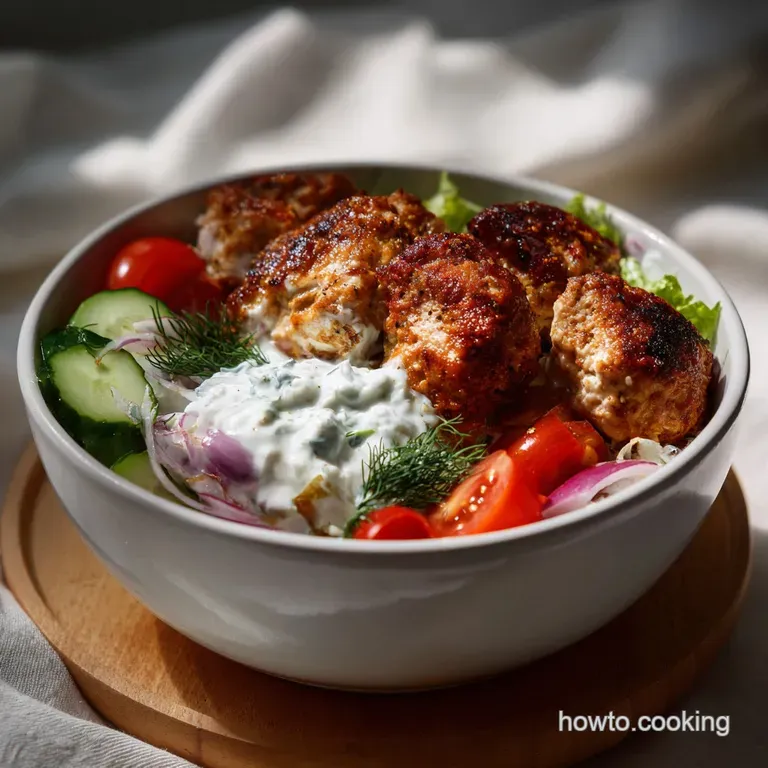 The Best Greek Chicken Meatball Bowls Recipe presentation