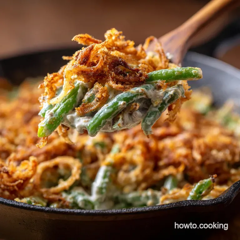 Green Bean Casserole: Creamy Mushroom Crispy Shallot Bake presentation
