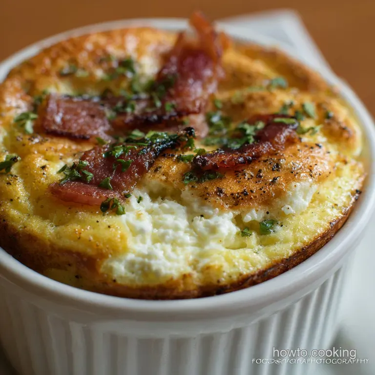 Southwest Morning Glory Green Chili Bacon and Aged Cheddar Breakfast Souffl&eacute; presentation