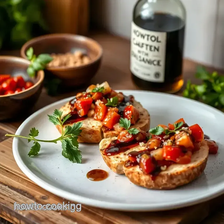 Grilled Chicken Bruschetta with Balsamic Glaze presentation