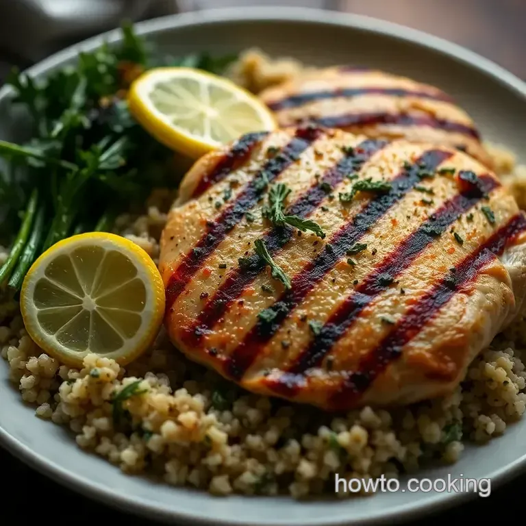 Grilled Lemon Herb Chicken with Quinoa Salad presentation