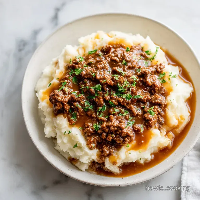Ground Beef and Gravy over Mashed Potatoes