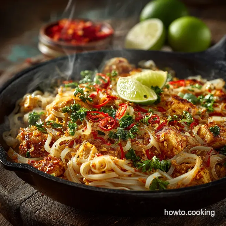 The Wholesome Wok Chefs Healthy Pad Thai Chicken Shrimp or Tofu presentation