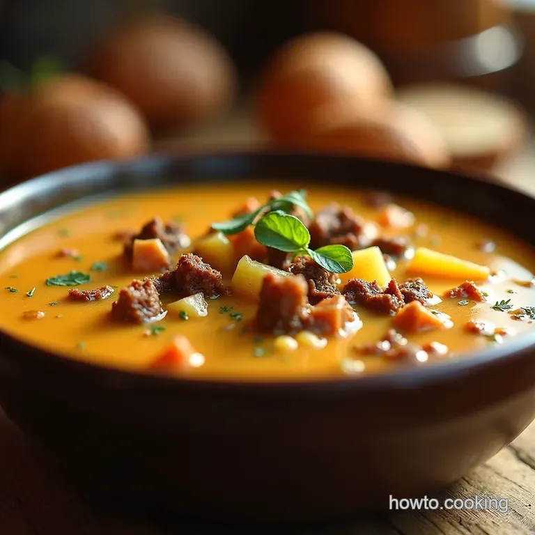 Hearty Ground Beef Potato Soup a Classic Comfort Food presentation