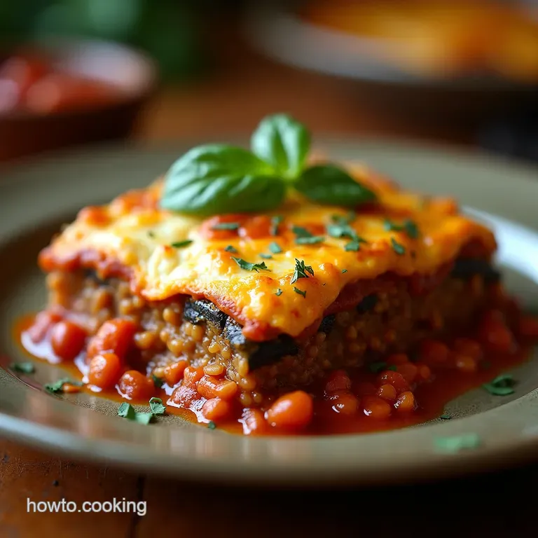 The Athenian Dream Hearty Vegetarian Moussaka with Smoky Aubergine and Rich Lentil Ragu presentation
