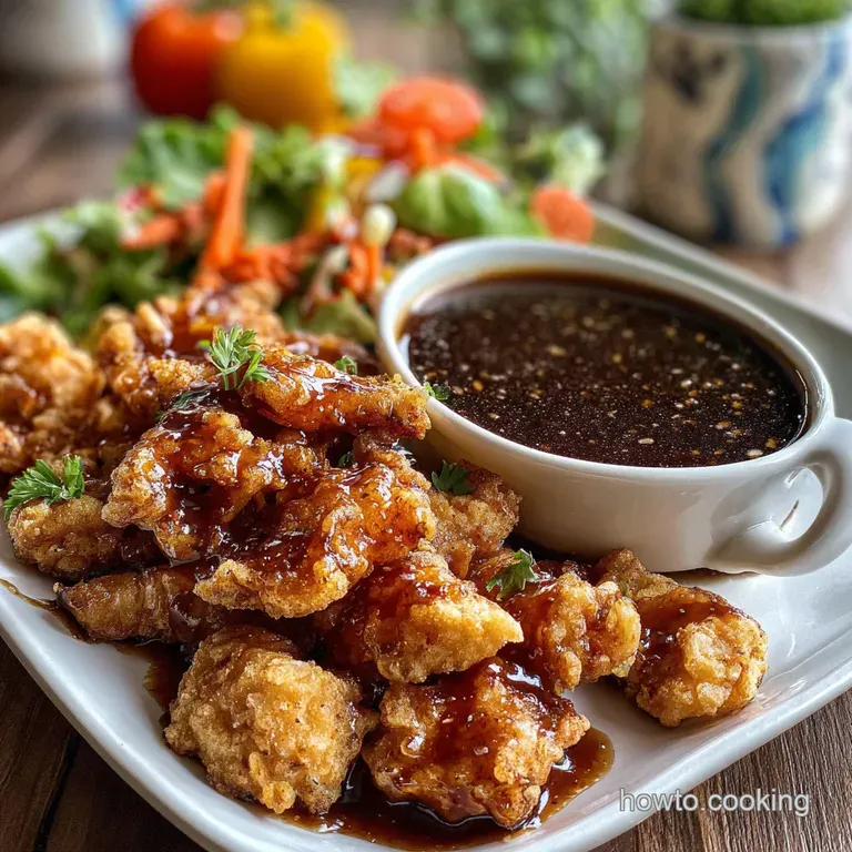 Chick-fil-A sauce drizzled artfully over crispy waffle fries on a white plate. Sauce has a creamy, glossy texture.