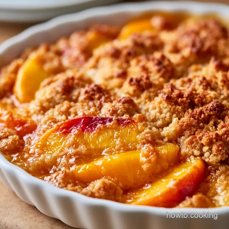 A scoop of vanilla bean ice cream melting over warm, cinnamon-spiced fruit and a crunchy crumble on a white plate.