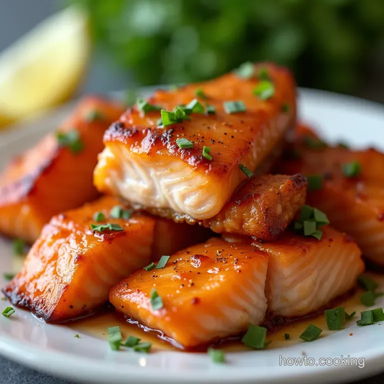 Sticky Honey Butter Garlic Glazed Salmon Bites Recipe