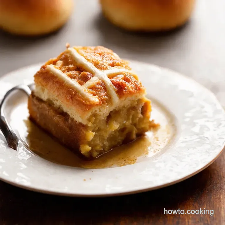 Hot Cross Bun Bread Butter Pudding presentation