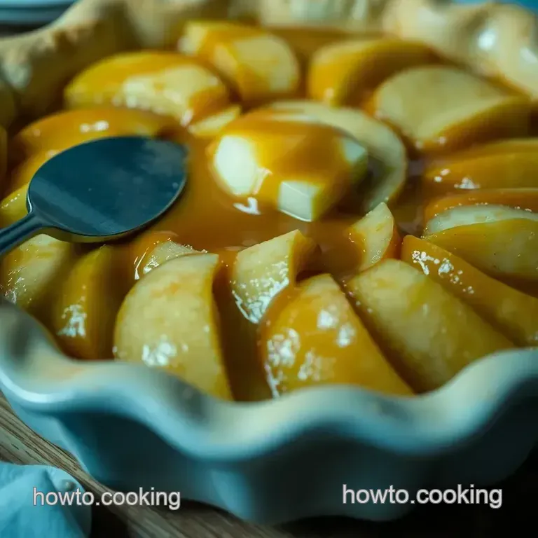 Irresistible Classic Apple Pie with Drizzled Caramel Sauce presentation