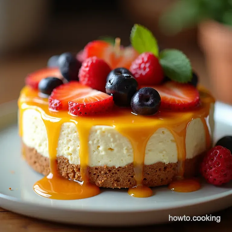 Jeweltopped Fruit Salad Cheesecake presentation