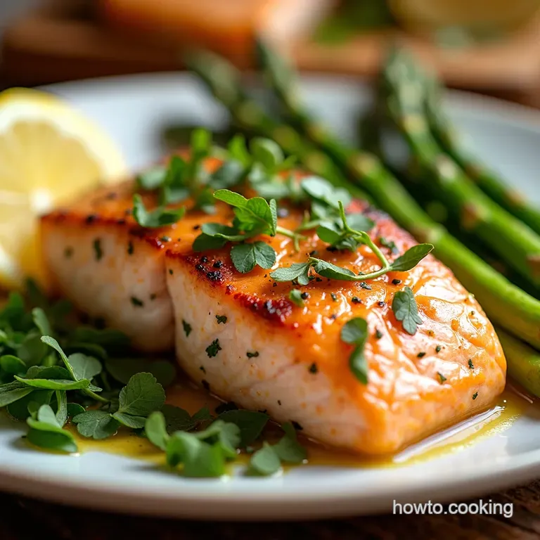 Keto Lemon Herb Salmon with Asparagus presentation