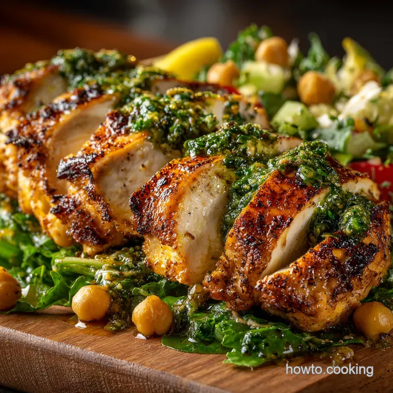 Lemon Herb Chicken Chickpea Power Salad presentation
