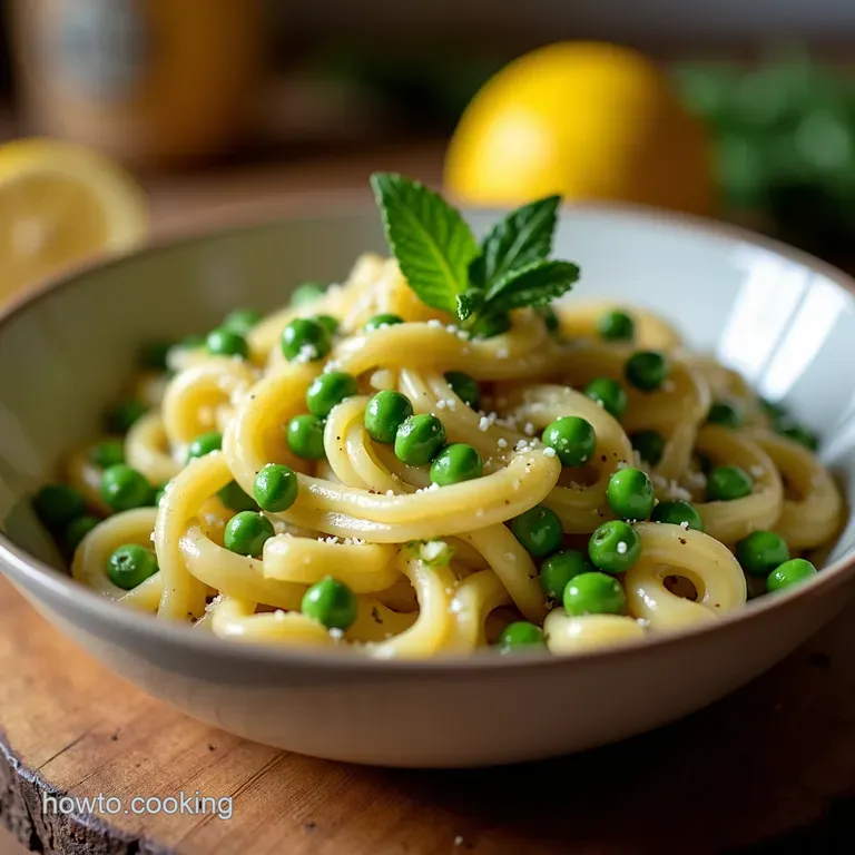 The HalfHour Hero Speedy Springtime Pasta and Peas with Lemon Mint presentation