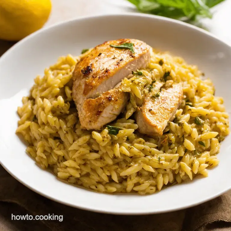 Lemony Herb Chicken and Orzo a Mediterranean Delight presentation