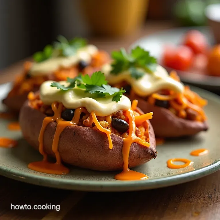 The Ultimate Weeknight Win Loaded Taco Stuffed Sweet Potatoes with Chipotle Crema presentation
