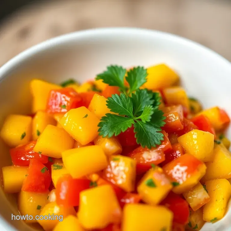 Mango Bell Pepper Salsa Sunshine in a Bowl presentation