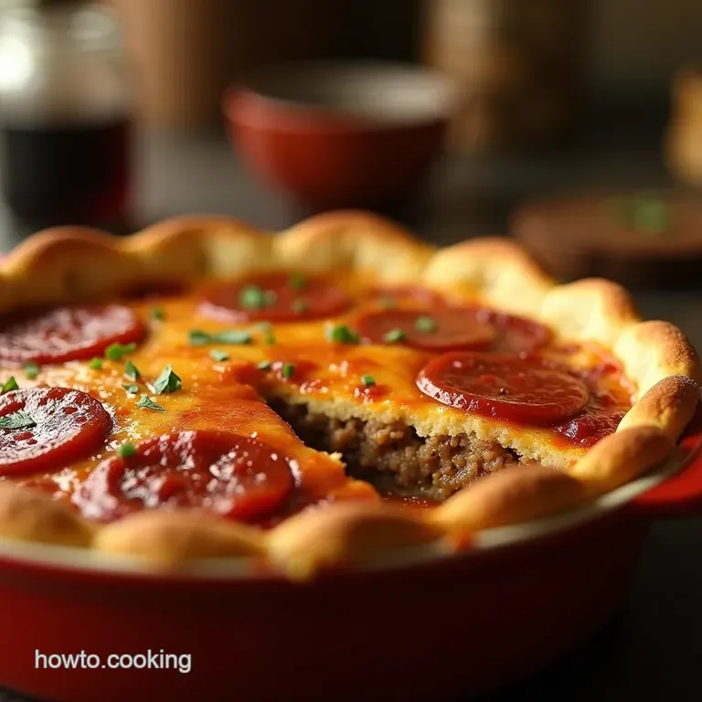 The Chicago Diner Deluxe Deepdish Hamburger Sausage and Pepperoni Pie presentation