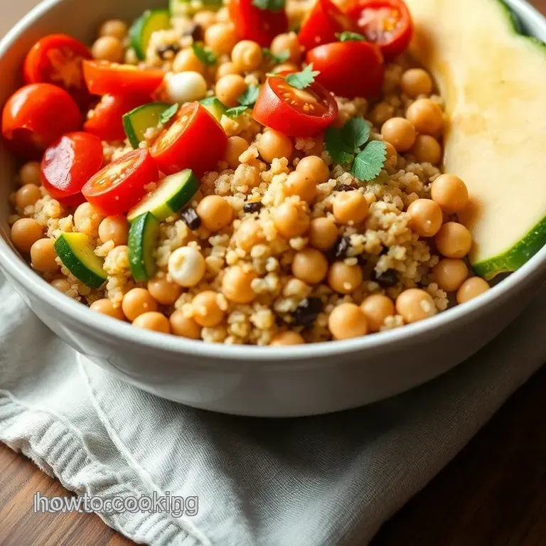 Mediterranean Quinoa Bowl with Lemon-Tahini Dressing presentation